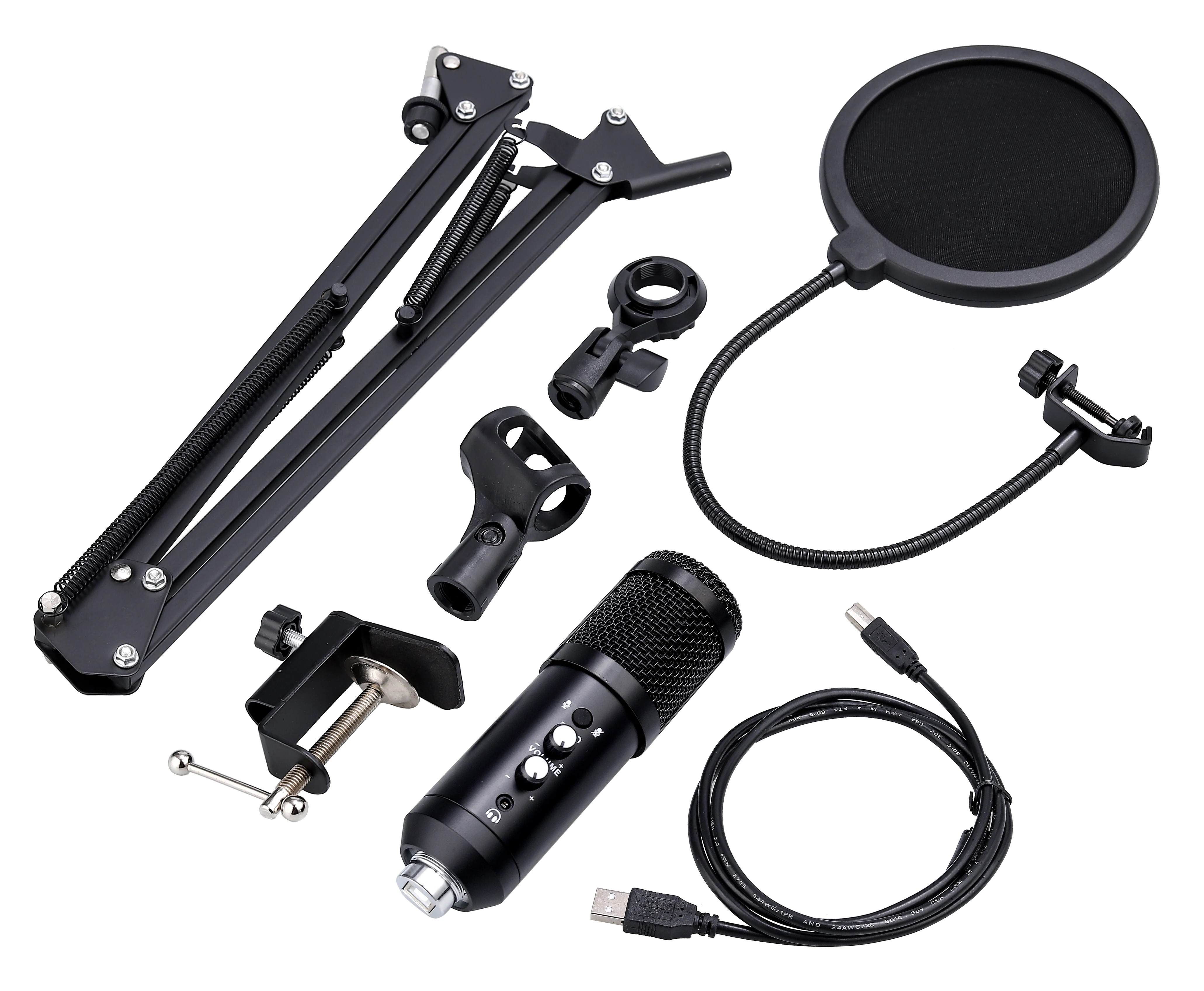 Factory Direct Sales Folding Condenser USB Microphone Stand Sets With Filter D-868