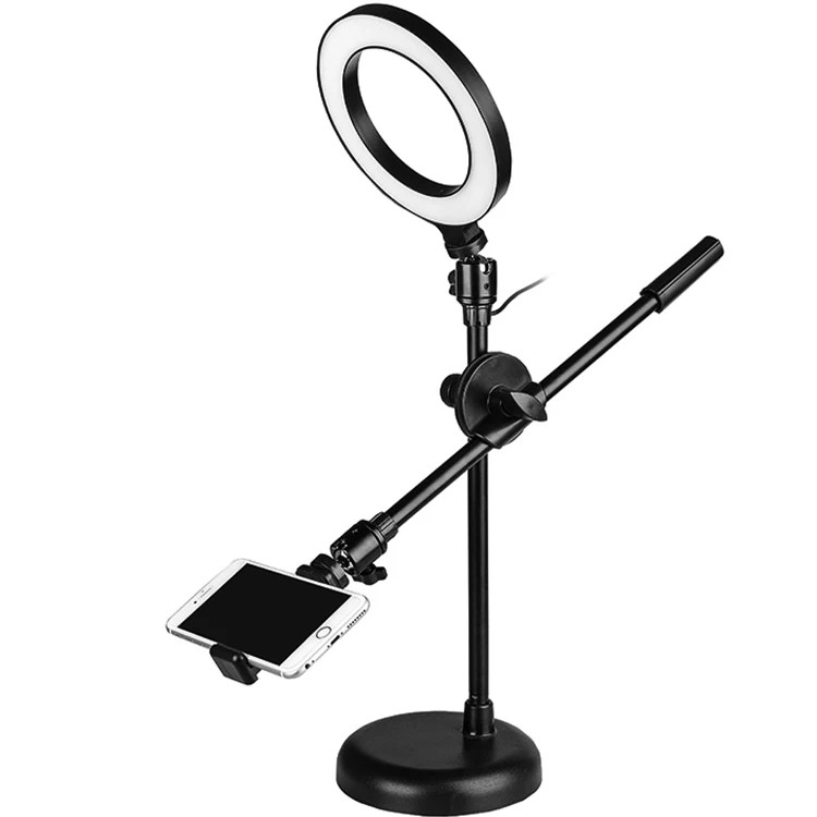 Desktop Mobile Phones Accessories Selfie Ring Light Custom Phone Holder With Round Base For Overhead Shoot Product Live Zoom R-121