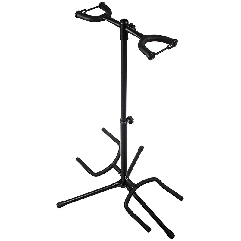 Factory Direct Wholesale Universal Black Metal Musical Electric Double Tripod Guitar Ukulele Stand GH-555